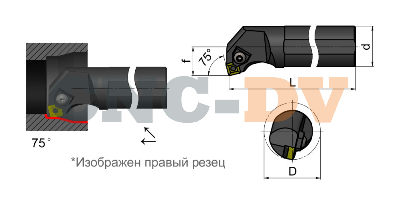 S25S-MCKNR12 Резец токарный (державка) расточной по металлу