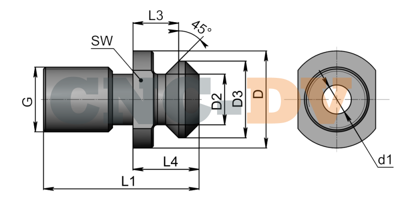 Штревель CAT40x45 HAAS с отверстием для СОЖ