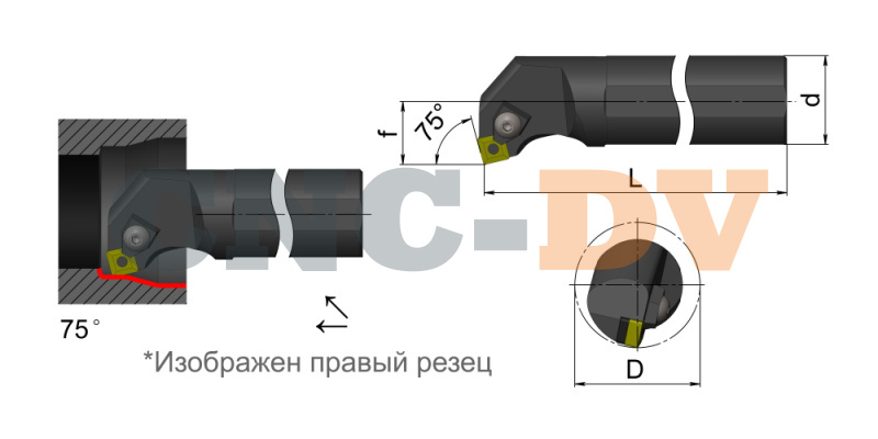 S32S-MSKNR12 Резец токарный (державка) расточной по металлу